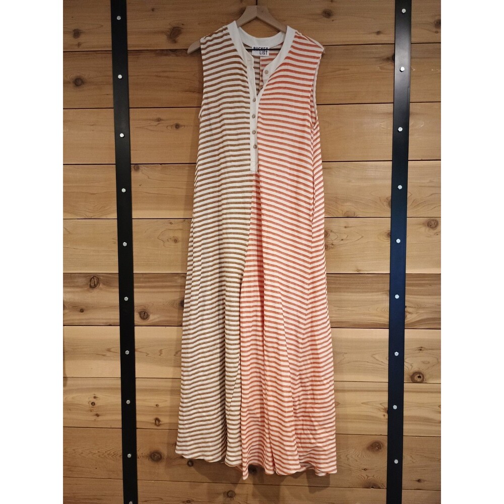 Bucket List Striped Two Tone Wide Leg Jumpsuit Small Medium Beach Lounge